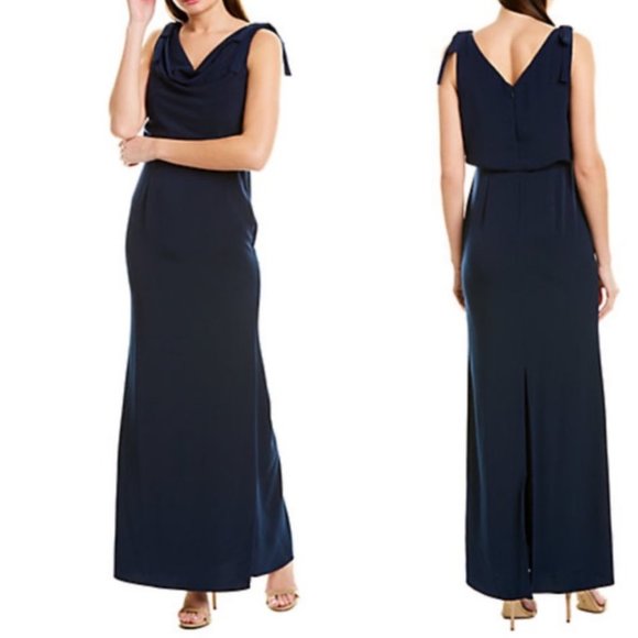 Adrianna Papell Dresses & Skirts - NWT Adrianna Papell Navy Cowl Neck Long Gown